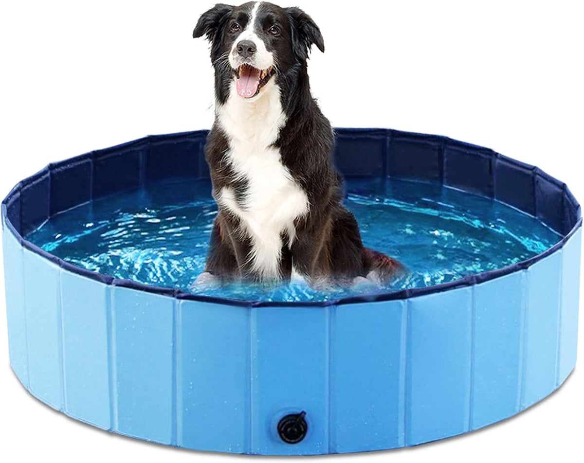 Jasonwell Foldable Dog Pet Bath Pool Collapsible Dog Pet Pool Bathing - M - 39.5" / Plastic Board Blue