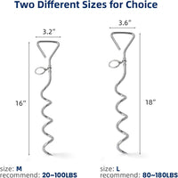 Dog Tie-Out Stake, Durable Silver Spiral Anchorstake - Large, 18 Inch / Silver - image 3