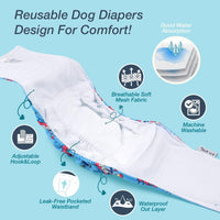 Pet Soft Dog Belly Bands - Washable Dog Diapers Belly Band for Male Dogs, Reusable Male Dogs Wraps - Sailor / Large (14''-18'') - image 2