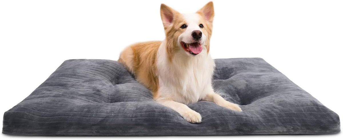 KSIIA Washable Dog Crate Bed Kennel Mat for Large Dogs - Gray / 41.0"L x 27.0"W x 3.5"Th