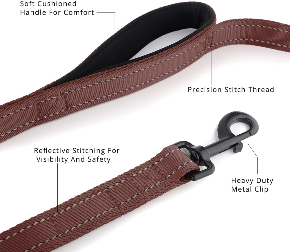 Plutus Pet Double Handle Dog Leash, for Medium Large Dogs - 5 FT / Chocolate - image 2