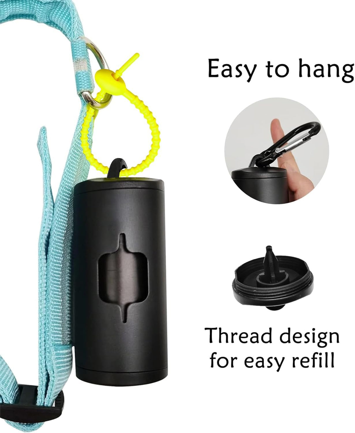 Aluminum Dog Poop Bags Holder with Carabiner Metal Pet Waste Bags - Black / 1 Count (Pack of 1) - image 4