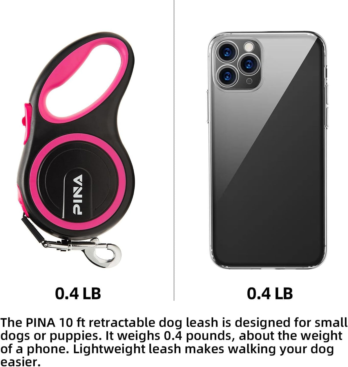 Retractable Dog Leash, 26ft Dog Leash for Small Medium Large Dogs Up to 110lbs, 360° Tangle-Free - 10 ft / Black Pink - image 2