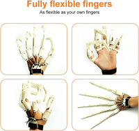 Thafikzi black articulated skull finger gloves, left and right hand pair - view 3