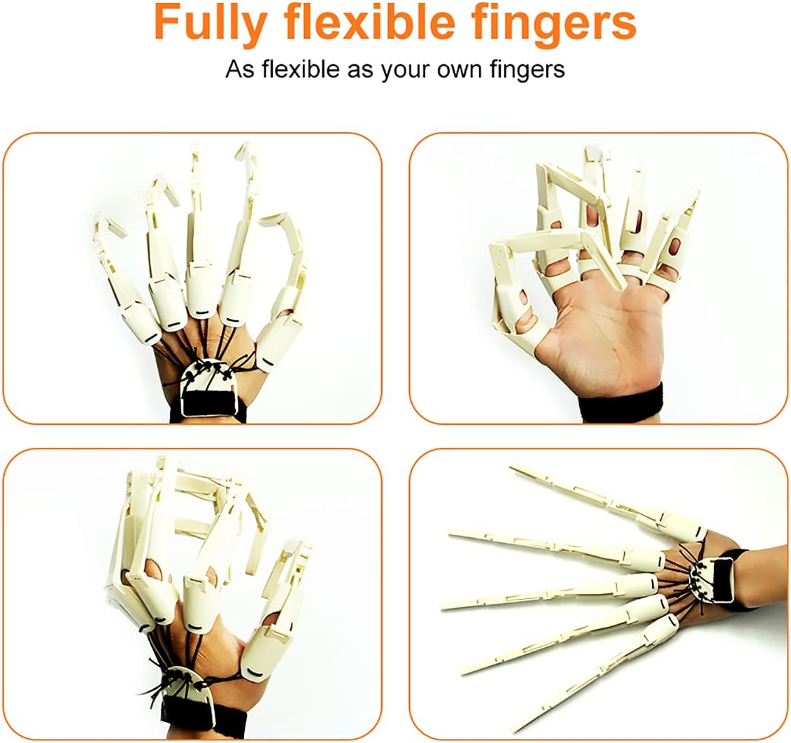 Thafikzi black articulated skull finger gloves, left and right hand pair - view 3