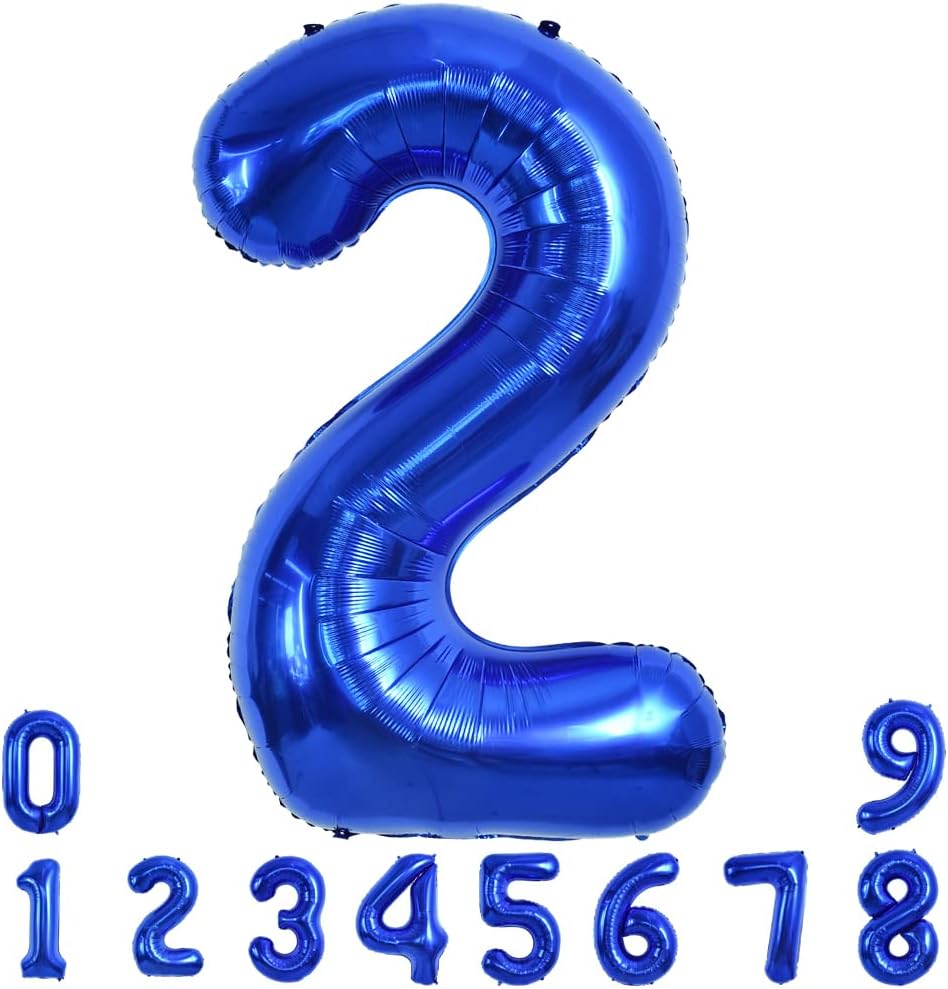 TONIFUL 40 Inch Red Number 3 Balloons Large Foil 3rd Birthday - Navy Blue / Number 2