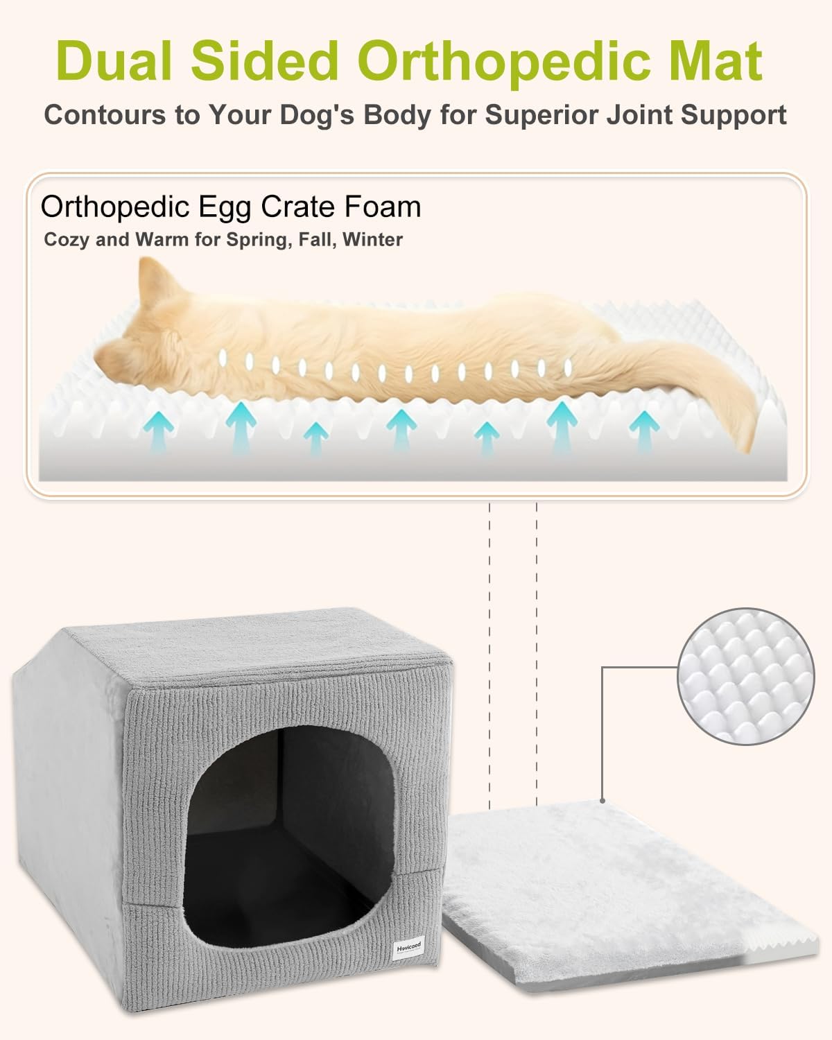 Hovicaed Indoor Dog House Small Sized Dog Tent with Dog Cave Bed - X-Large (36"L x 26"W x 26"Th) - image 3