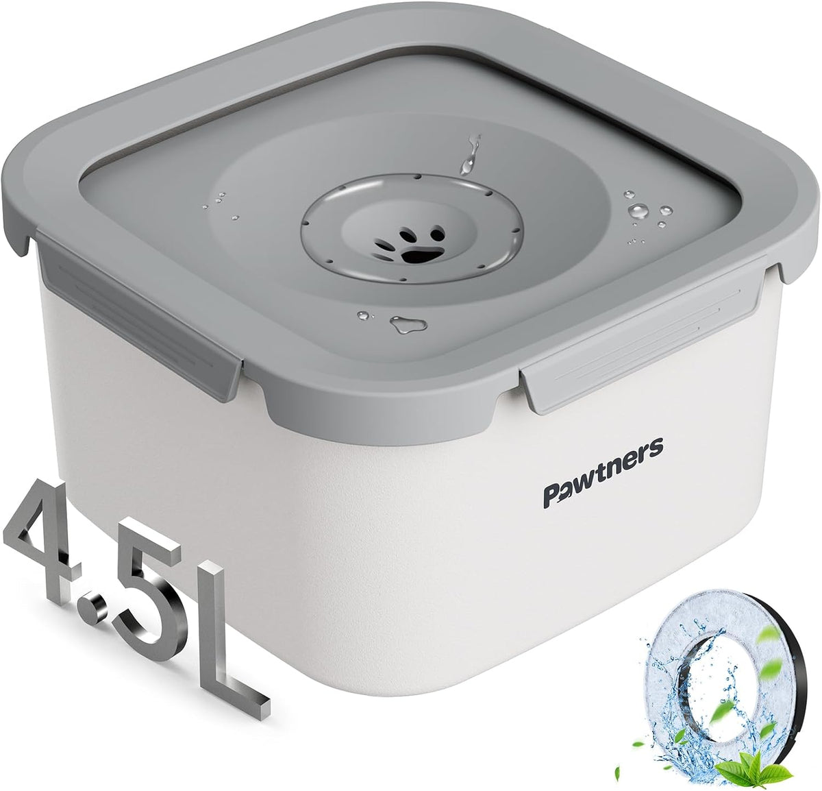 All Stainless Steel Dog Water Bowl No Spill - White / 4.5L