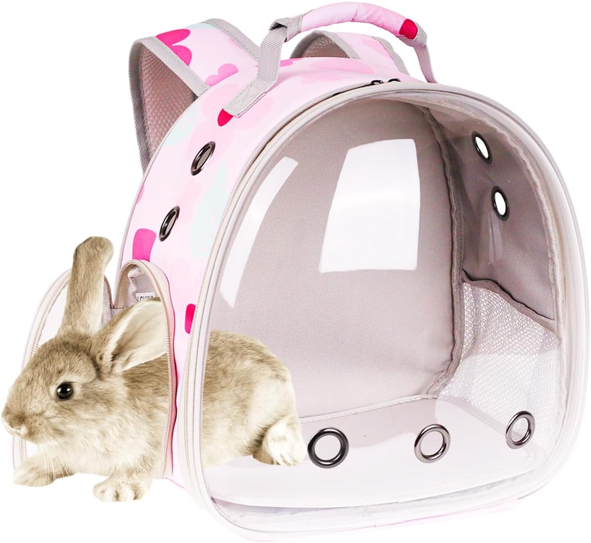 Portable Small Animal Backpack Travel Breathable Pet Carrier Bag - Flower Print / Backpack