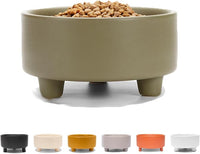 Waggo Uplift Ceramic Dog Bowl for Small Medium and Large Breeds - Heavyweight and Durable Pet Food and Water Dish Crock, Dishwasher Safe, Modern, Elevated Feeder (Olive, Small)