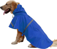 Large Dog Raincoat Adjustable Pet Water Proof Clothes Lightweight - Blue / 2X-Large (Pack of 1)