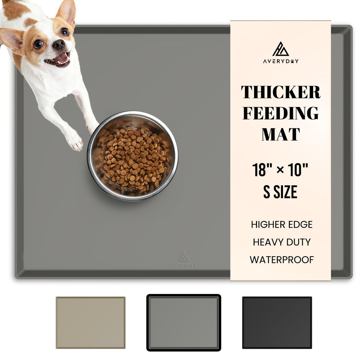 AVERYDAY 32x24 Waterproof Silicone Dog Food Mat - Grey / 18" x 10"