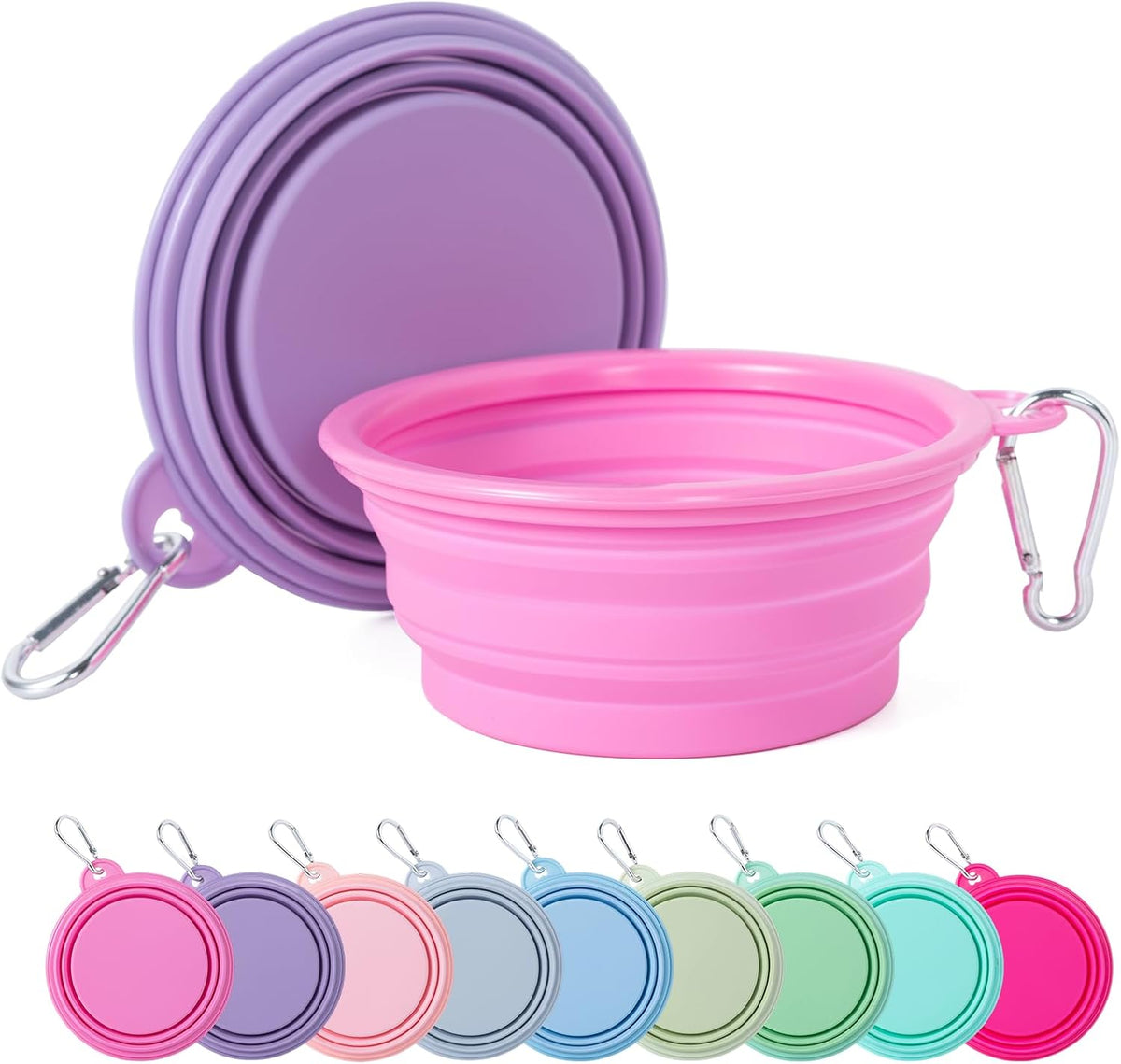 SLSON Collapsible Dog Bowl Silicone - Macaron Rose and Violet / Small