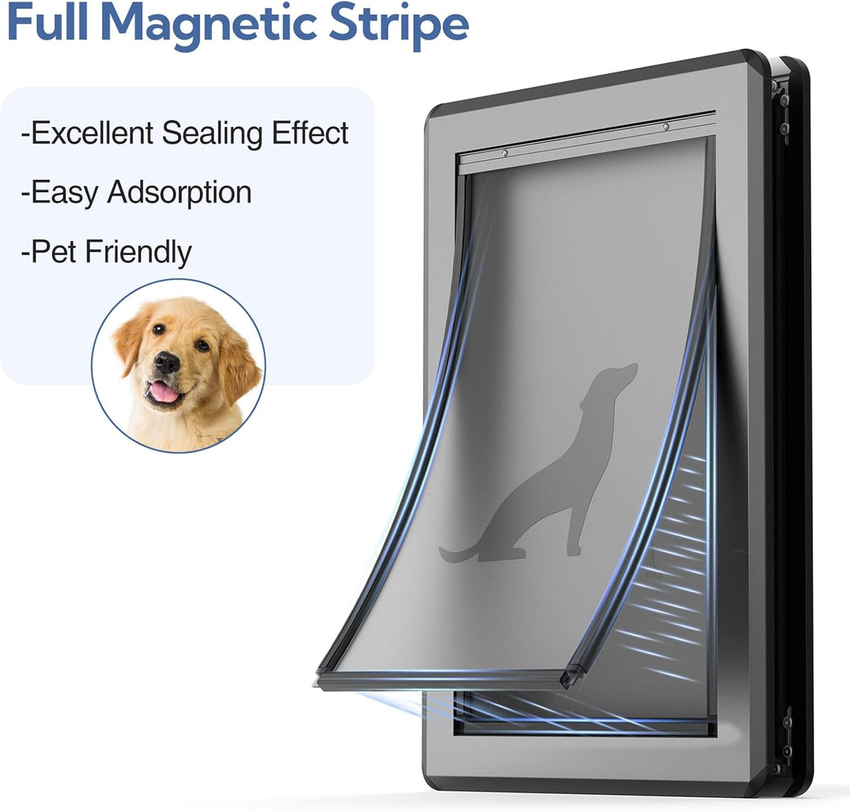 [Parab House] Full Seal-Flaps XL Dog Door for Doors - Dark Black / Large - image 3