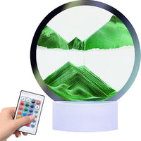 rysnwsu Moving Sand Art Picture Round Glass 3D Deep Sea Sandscape - Green / RC-Control