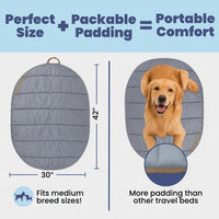 Travel Dog Bed, Foldable & Packable with Carry Bag, Black - Foggy Trail / Medium - image 2