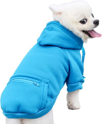 Dog Hoodies for Small Dogs with Zipper Pocket - Y02-Blue / Large - image 2