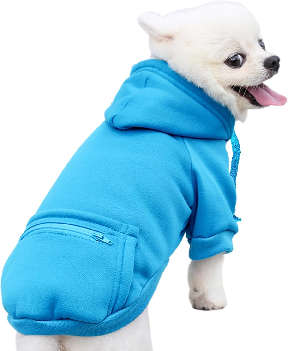 Dog Hoodies for Small Dogs with Zipper Pocket - Y02-Blue / Large - image 2