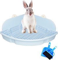 PINVNBY Large Rabbit Litter Box Bunny Corner Toilet Box Small Animal - Blue
