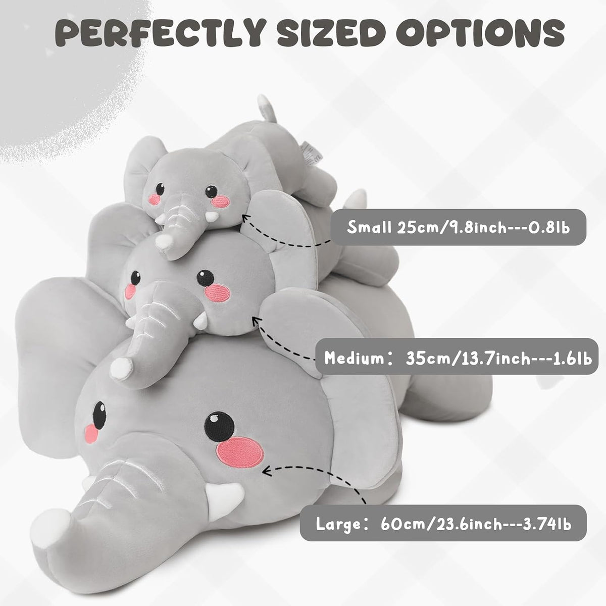 TOYSYM Weighted Stuffed Animals - Elephant / Medium - image 2