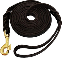 LWBMG Long Leather Dog Leash 10ft, Long Line Pet Leashes - 20ftx1/2'' / Black