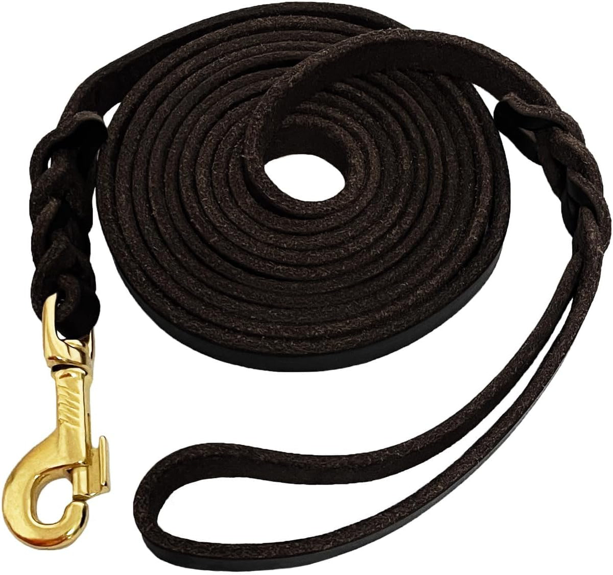LWBMG Long Leather Dog Leash 10ft, Long Line Pet Leashes - 20ftx1/2'' / Black