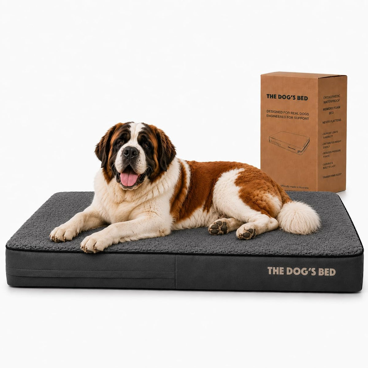 The Dog’s Bed Orthopedic Memory Foam Dog Bed - Grey Plush / XXXL Beds (6" deep)