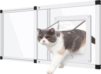 Sliding Cat Door for Window, Fits 32"-37" Width Window - White / Fit Window: 37"-45" Width