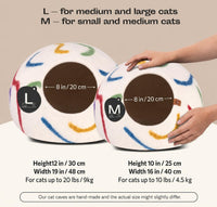 Cat Cave, New Zealand Wool Bed for Indoor Cats - Ivory Rainbow / Large - image 2