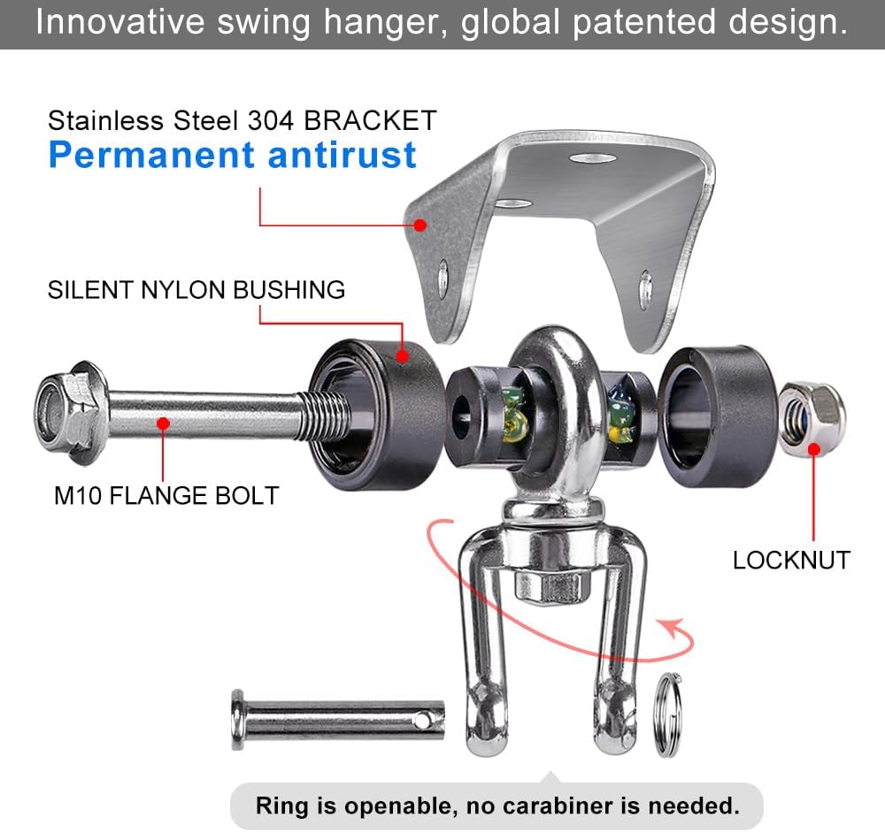 SELEWARE stainless steel swing hanger, heavy duty ceiling mount with swivel - view 14