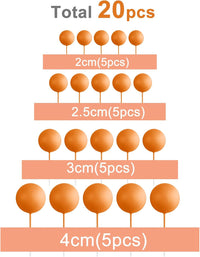 ASTARON 20 Pcs Gold Balls Cake Topper Decorations for Birthday Cake - Orange - image 2