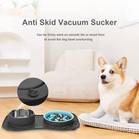 Slow Feeder Dog Bowls 3 in 1 Stainless Steel Food Water Bowl to Slow - Small ＆ Medium Breed / Dark Grey - image 3