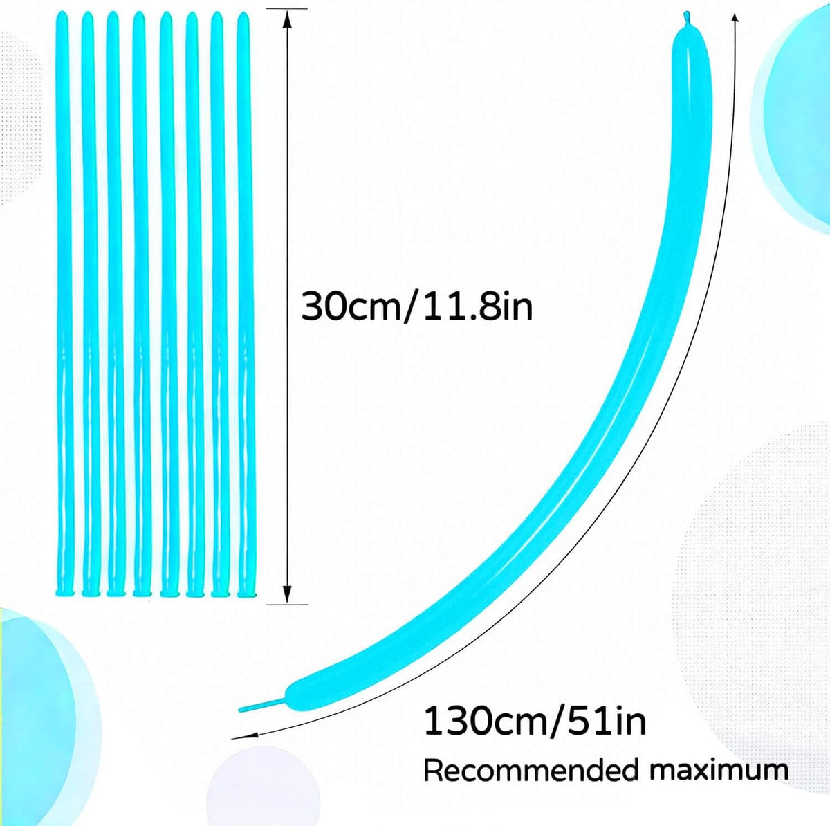 260 Clear Long Balloons for Animals - Teal Blue - image 3