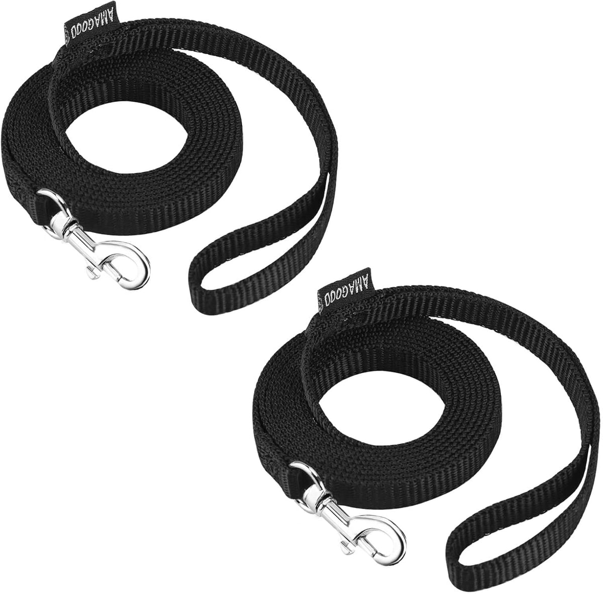 AMAGOOD 6 FT Puppy/Leash, Strong Traditional Style with Easy to Use Collar Hook, Great for Small - 3/8 in x 6 ft(Pack of 2) / BlackandBlack(2-Pack)