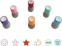 YQBOOM six round self-inking red teacher grading stamps with caps - view 2