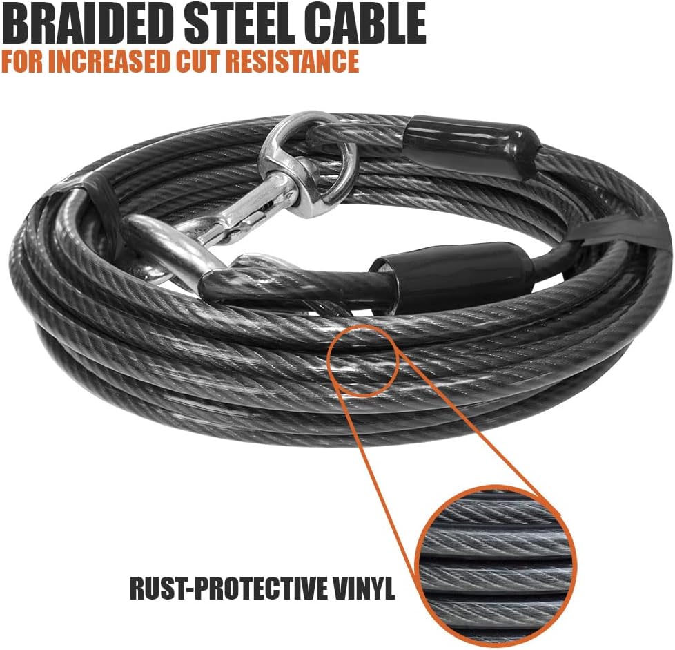 BV Dog Tie Out Cable 30 Feet - 250lbs/ 25ft/ Grey / Pair - image 3