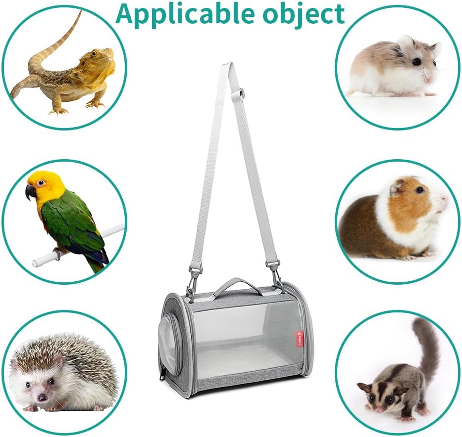 Guinea Pig Carrier Travel Small Animal Carrier Bag Lizard Bird Rabbit - 10.6"L x 7.0"W x 5.9"H / gray - image 2