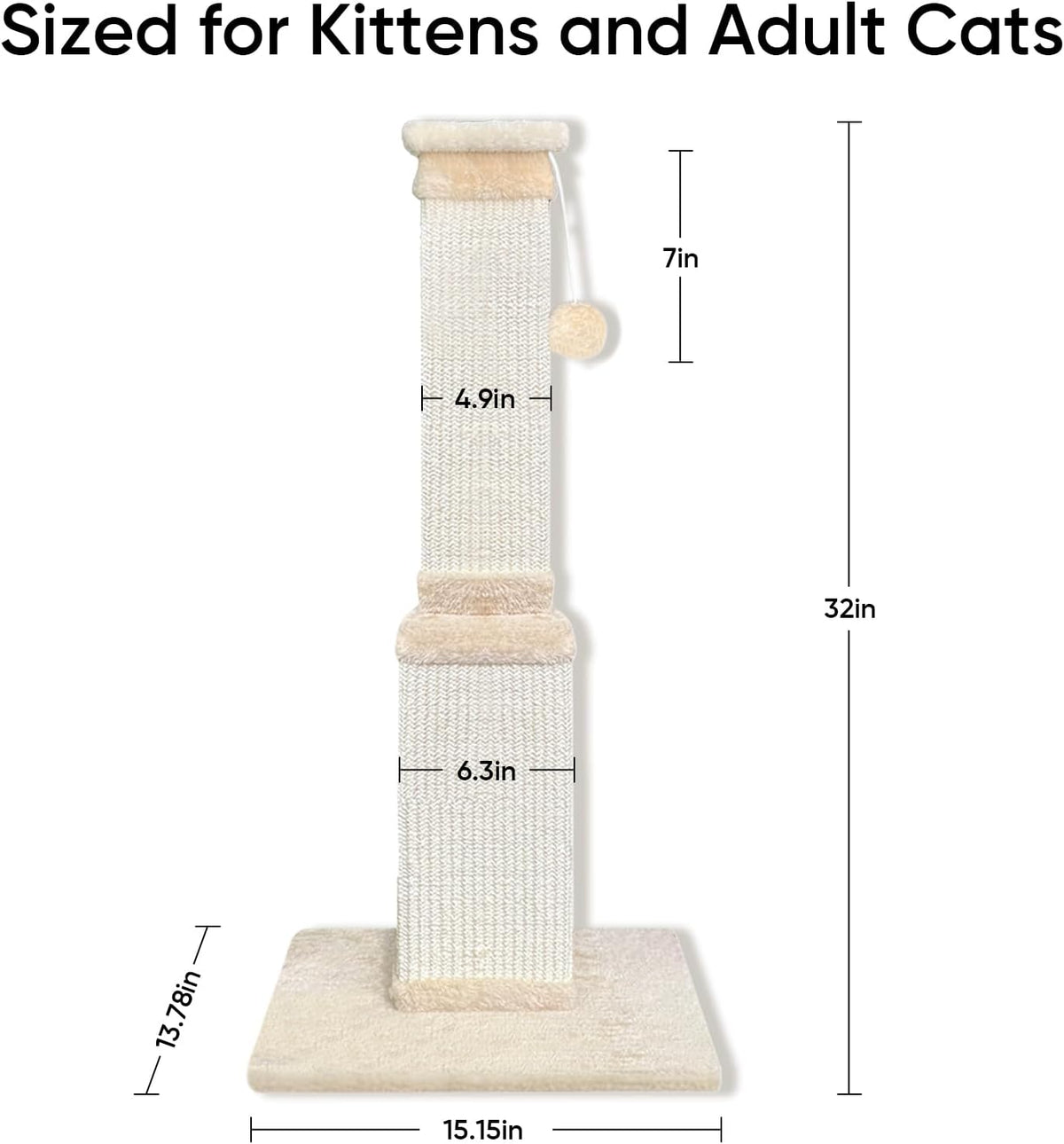 Cat Scratching Post for Indoor Cats - Beige / Scratcher only - image 3