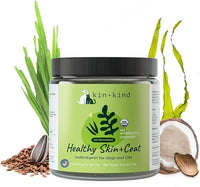 kin+kind Organic Multivitamin for Dogs & Cats - Pet Supplement for Healthy Skin and Coat - Safe, Natural Formula with Wheatgrass, Kelp, Seaweed and Coconut - Made in USA - 4oz (Medium)