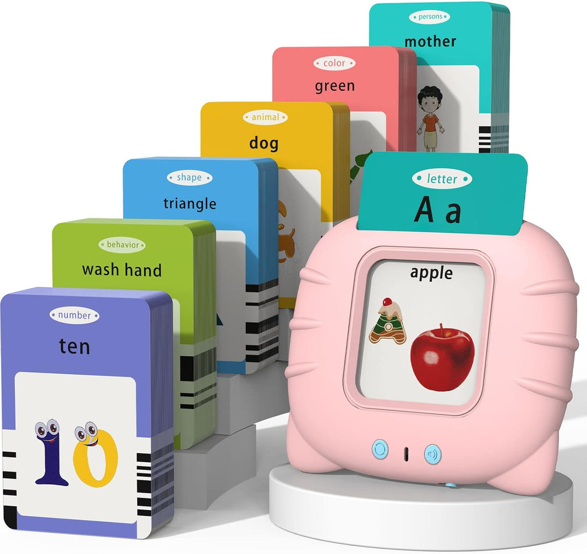 Startcan Talking Flash Cards for Toddlers 1 2 3 4 5 - 510-pink (New Abc+123+ 3 Songs)