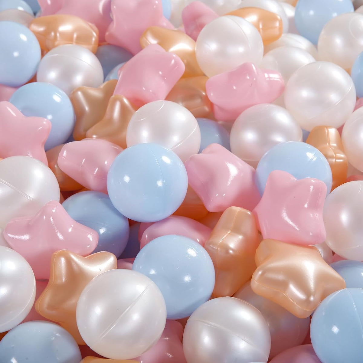 Ball Pit Balls Pack of 100 200 500 - Light Blue/Pink+ Pearl White+Gold / 100 balls - image 3