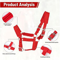 Horse Halter with Wool Lining, Adjustable Halter for Horses Satin Hardware to Prevent Friction, Breakaway Halters for Horses,Perfect for Traction and Performance