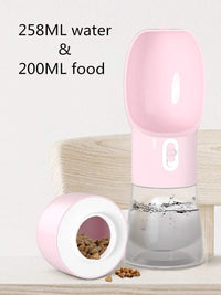 Portable Dog Water Bottle with Food Container Dishwasher Safe-Pink – Essentials for Dogs - Pink - image 4