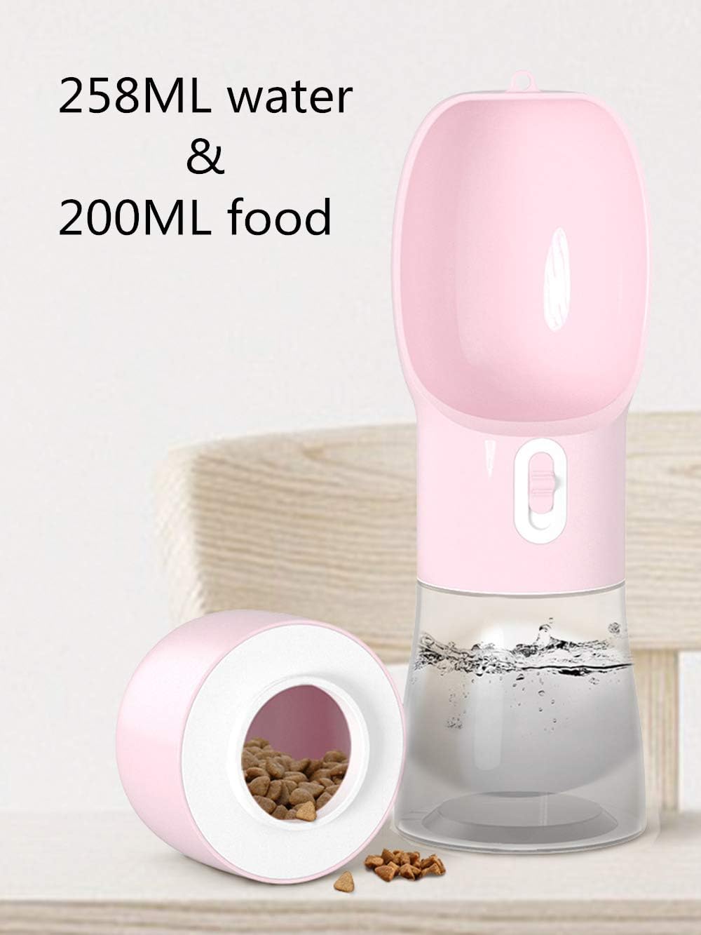 Portable Dog Water Bottle with Food Container Dishwasher Safe-Pink – Essentials for Dogs - Pink - image 4