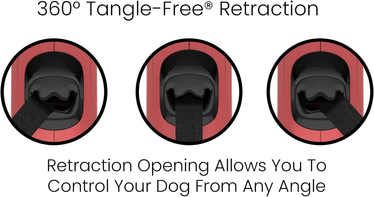 TUG Monochrome 360° Tangle-Free Retractable Dog Leash - Red / Medium, 16 ft - image 3