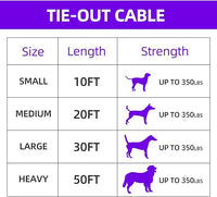 Dog tie Out Cable, 10/20/25/30/50/70/100 feet, Suitable for Dogs up to 350 pounds, Dog Cable with Swivel Buckle, Lightweight, Non-Winding, for Outdoor Camping, Yard Dog Cable (White, 20FT)