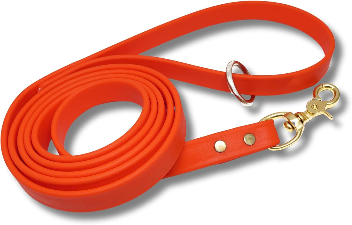 Biothane Leash, Brass, 6 ft x 5/8, Black – Essentials for Dogs - 3/4 / Orange