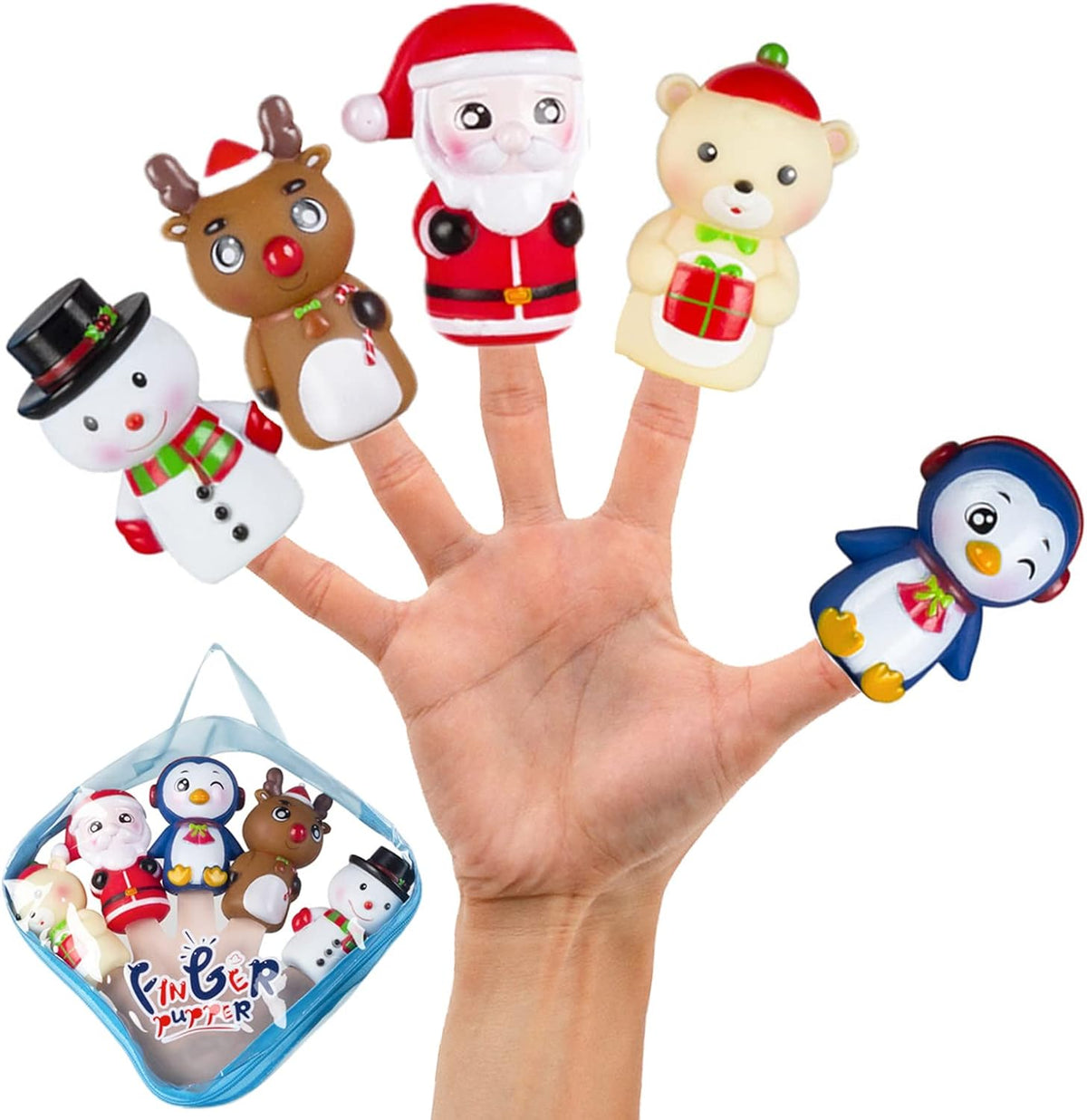 Finger Puppets for Kids, Tiny Hands Toys - Christmas A