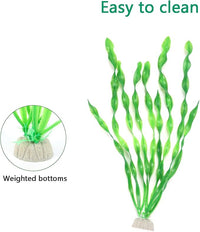 AQUANEAT Fish Tank Artificial Plants, Aquarium Plastic Seaweed Decorations, 11.75Inch Tall Fake Green Accessories, 10 Packs