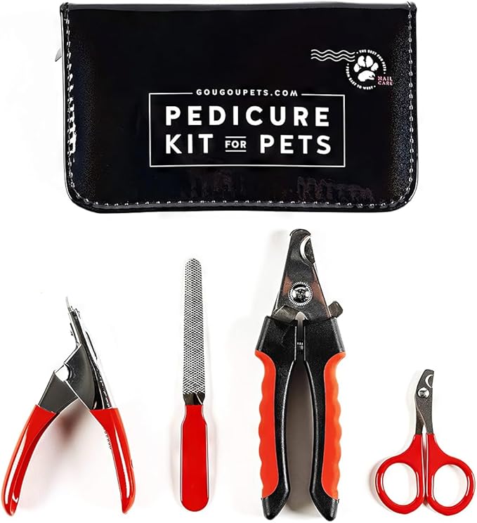 Pet Care Pedicure Kit for Dogs, Cats, Birds and Reptiles - Nail Clippers, File and Scissors Style Clippers Plus Case (3 Nail Clippers Plus Nail File)